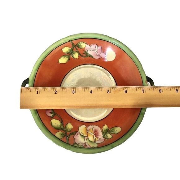 Vintage CHINA JAPAN Lusterware Pink Roses Shallow Hand Painted Candy Nut Bowl - Picture 3 of 3